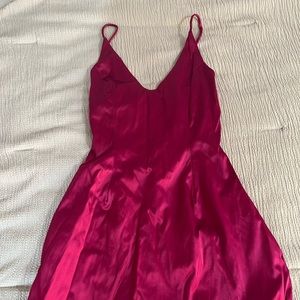 Pink silky mini dress with pockets